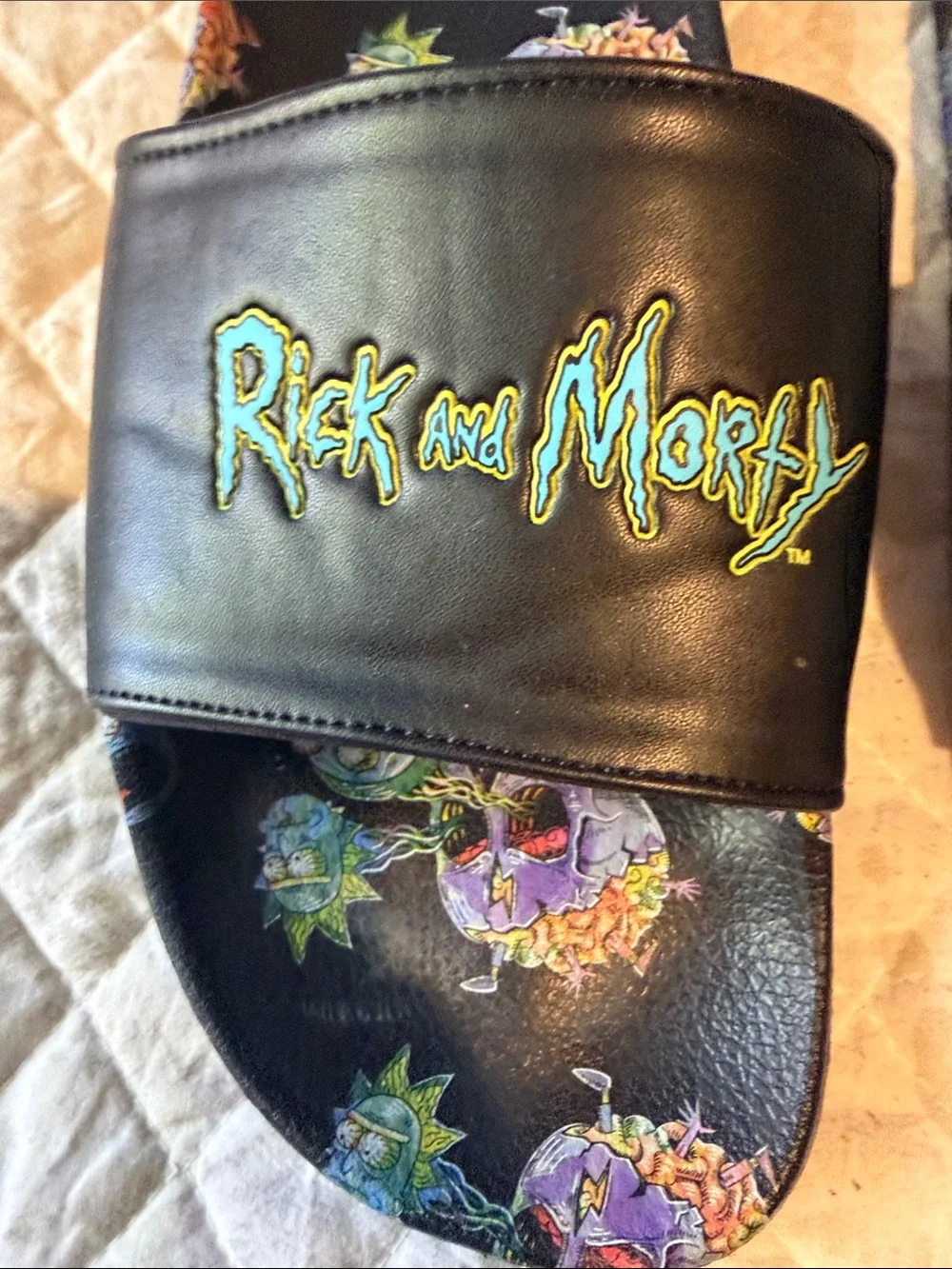 Rick and Morty Black Graphic Slide Sandals